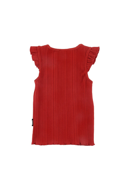 NATURA - Red Vest Ruffle Armhole