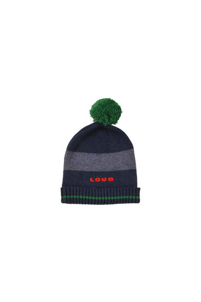 KITZ - NAVY STRIPE BEANIE Hat pompon, knitwear
