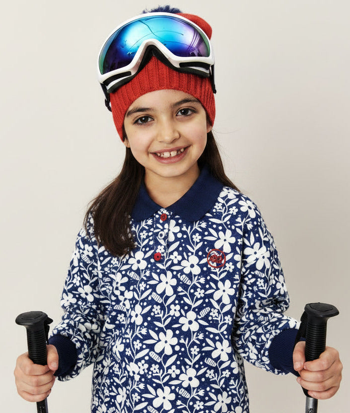 ALPS - Flower AOP Polo Dress Straight Loos Fit