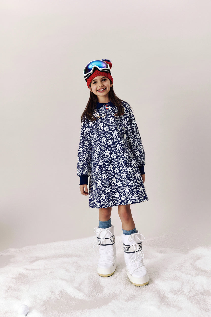 ALPS - Flower AOP Polo Dress Straight Loos Fit
