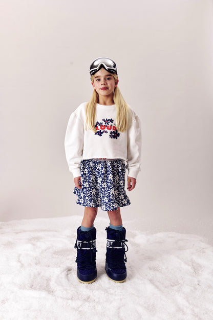 NATURE - OFF WHITE CROP SWEATER loose fit drop shoulder FLOWER print LOUD