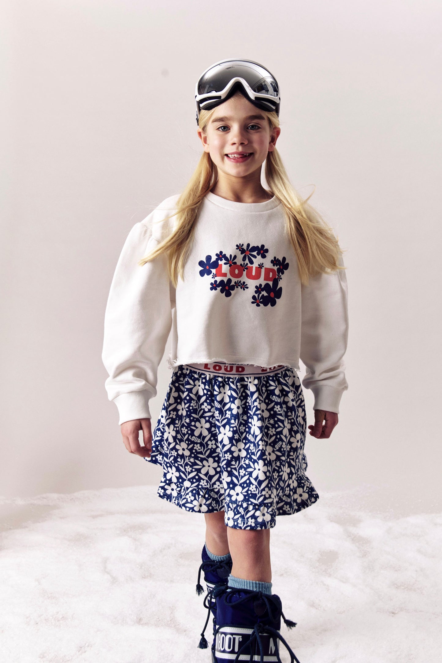 LODGE - Flower AOP MINI SKIRT ruffle bottom, LOUD elastic waist