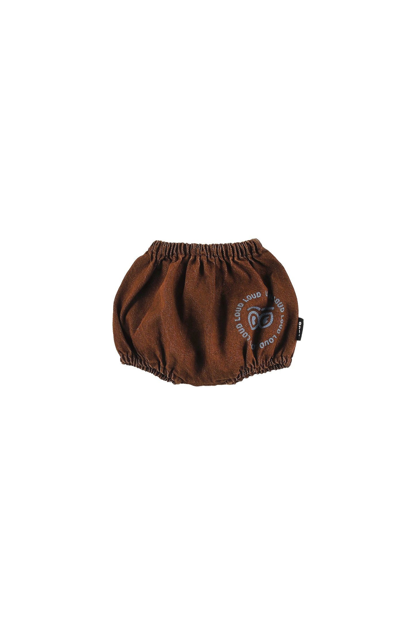 ASPEN - CHOCO Baby BLOOMERS relaxed fit, pull-on elastic waist, circle LOUD eyes logo print