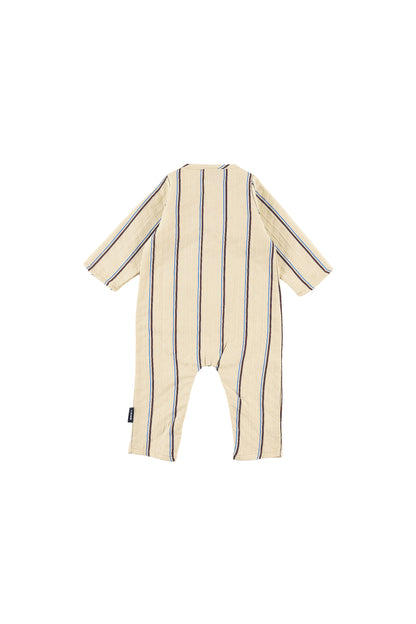 THRILL - NATURAL STRIPE Baby PLAYSUIT relaxed fit, front pocket, LOUD logo