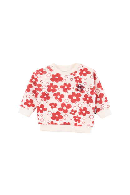 ROSA - Flower AOP Baby Sweater Relaxed Fit Drop Shoulder (SAMPLE)