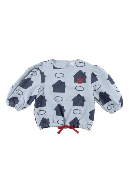 STEP - Sky Blue House AOP Baby Blouse