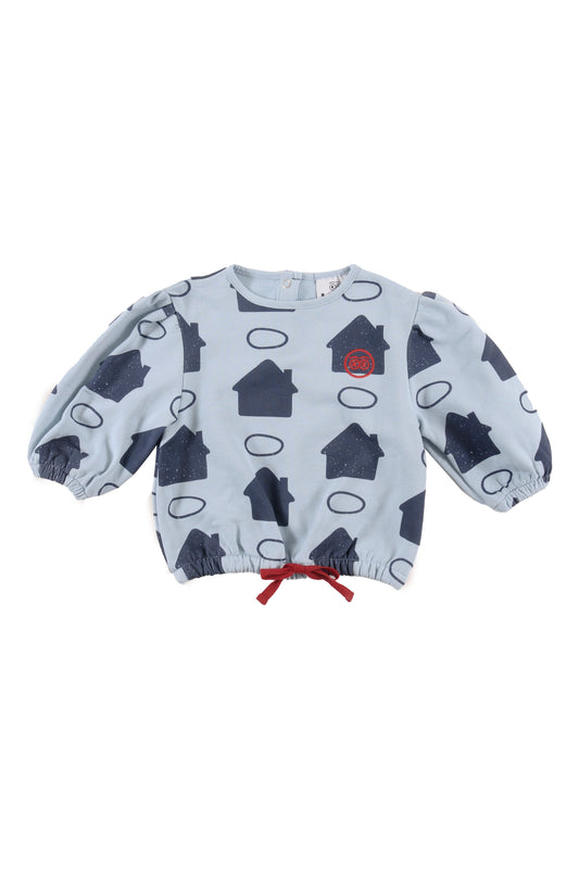 STEP - Sky Blue House AOP Baby Blouse