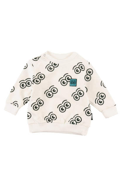 PEOPLE - Sand/Anthracite Eyes AOP Baby Sweater Regular Fit