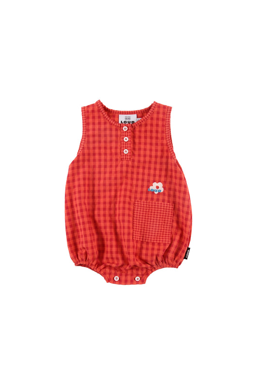 JACKIE - Red Check Baby Romper Relaxed Fit