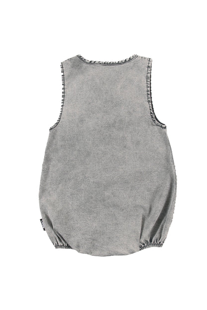 MEMORY - Light Grey Stone Wash Baby Romper
