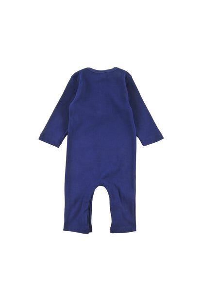 VERBIER - BLUE NAVY Baby PLAYSUIT regular fit, LOUD eyes logo print contrast