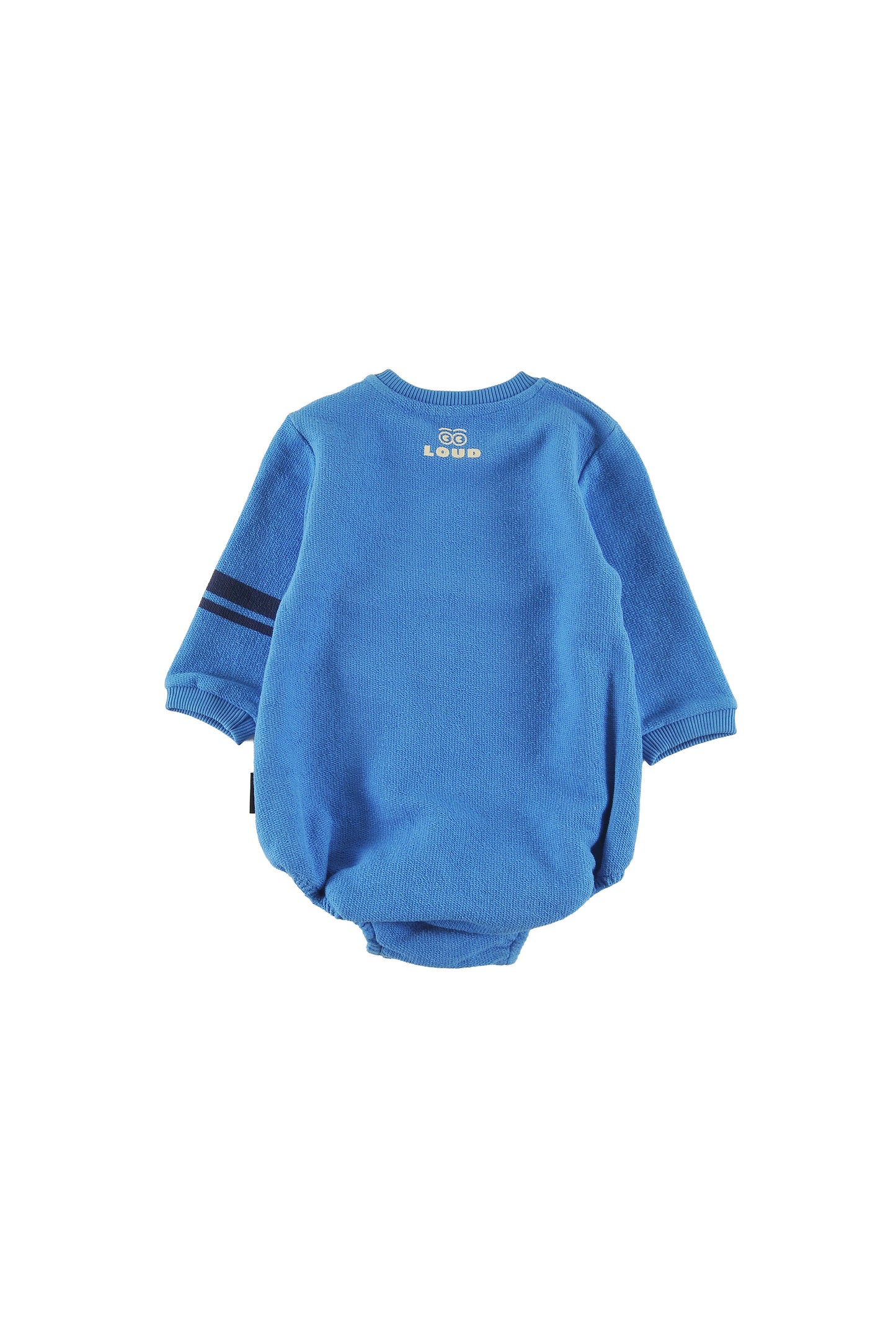 RAYS - MALIBU BLUE Baby ROMPER relaxed fit, contrast stripe sleeve, LOUD SKATE print