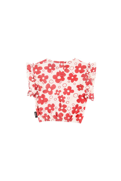CAPRI - Flower AOP Baby Girl Top Ruffle