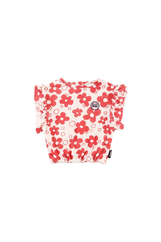 CAPRI - Flower AOP Baby Girl Top Ruffle