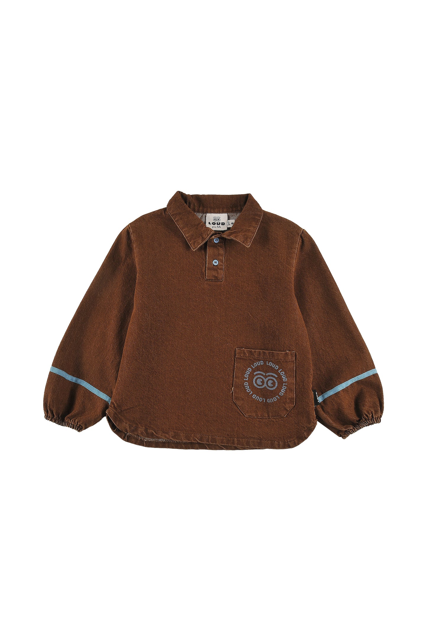 TAIL - CHOCO SHIRT loose fit, collar and front pocket, contrast tape sleeve, circle LOUD eyes logo print