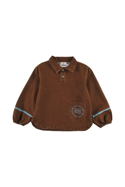 TAIL - CHOCO SHIRT loose fit, collar and front pocket, contrast tape sleeve, circle LOUD eyes logo print