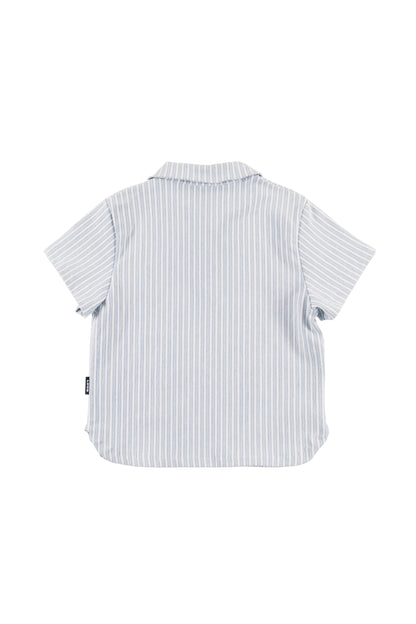 VIGNA - Mid Blue Stripe Polo Shirt Loose Fit Front Pocket (SAMPLE)
