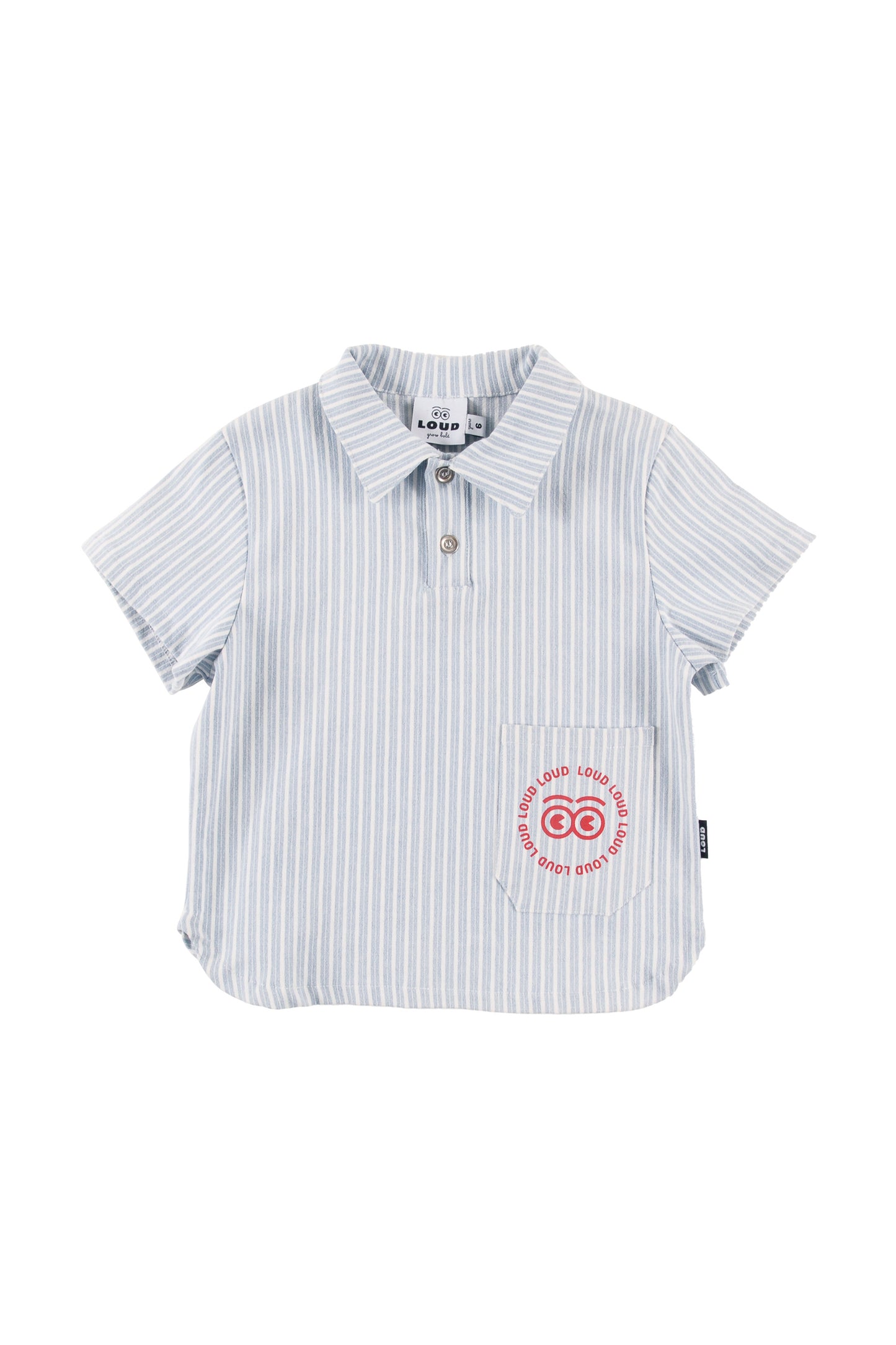 VIGNA - Mid Blue Stripe Polo Shirt Loose Fit Front Pocket (SAMPLE)
