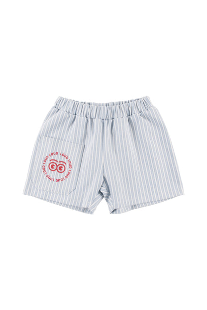 SUNSET - Mid Blue Stripe Shorts Relaxed Fit Elastic Waist (SAMPLE)