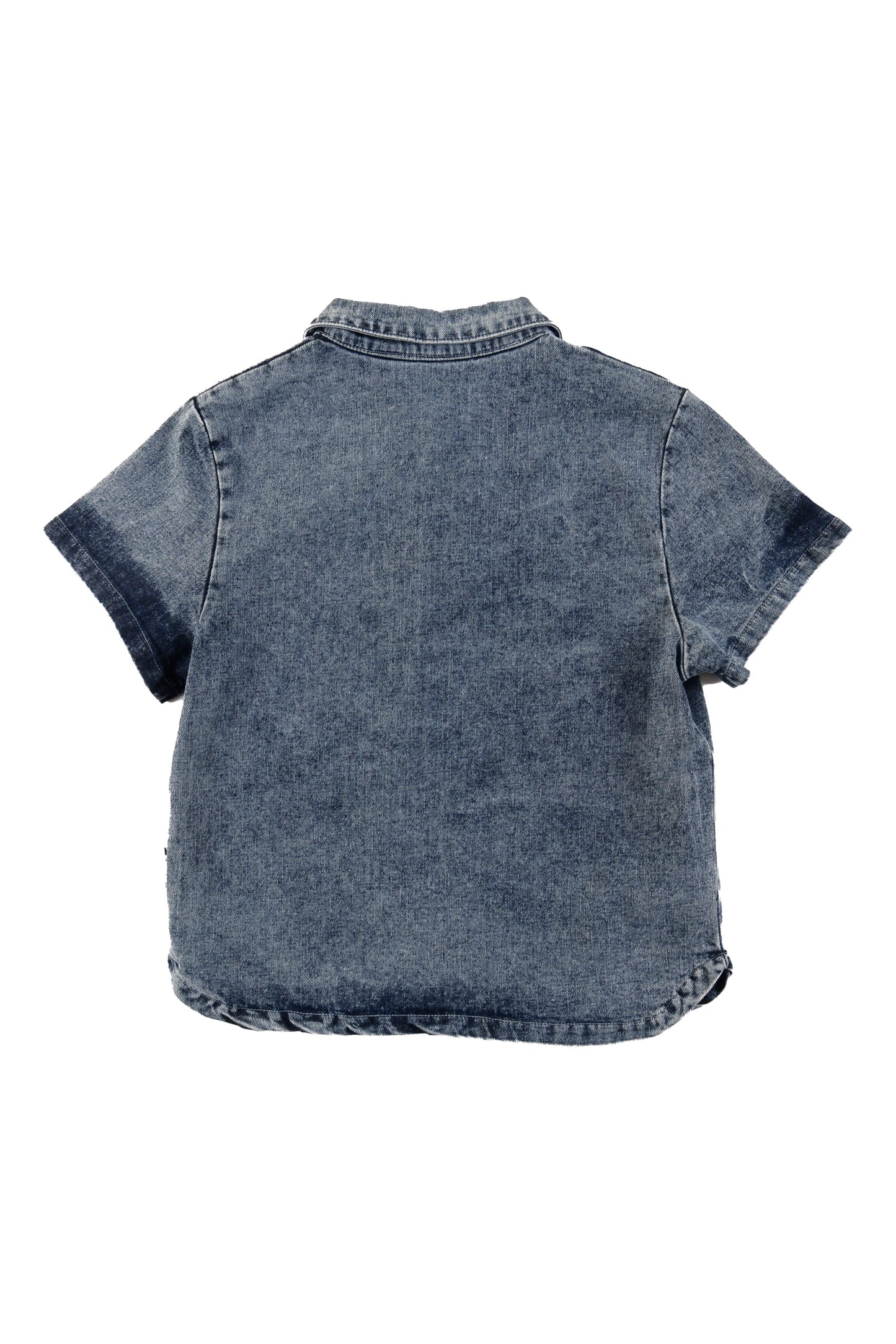 ONDA - Mid Blue Stoned Washed Denim Shirt Front Pockets