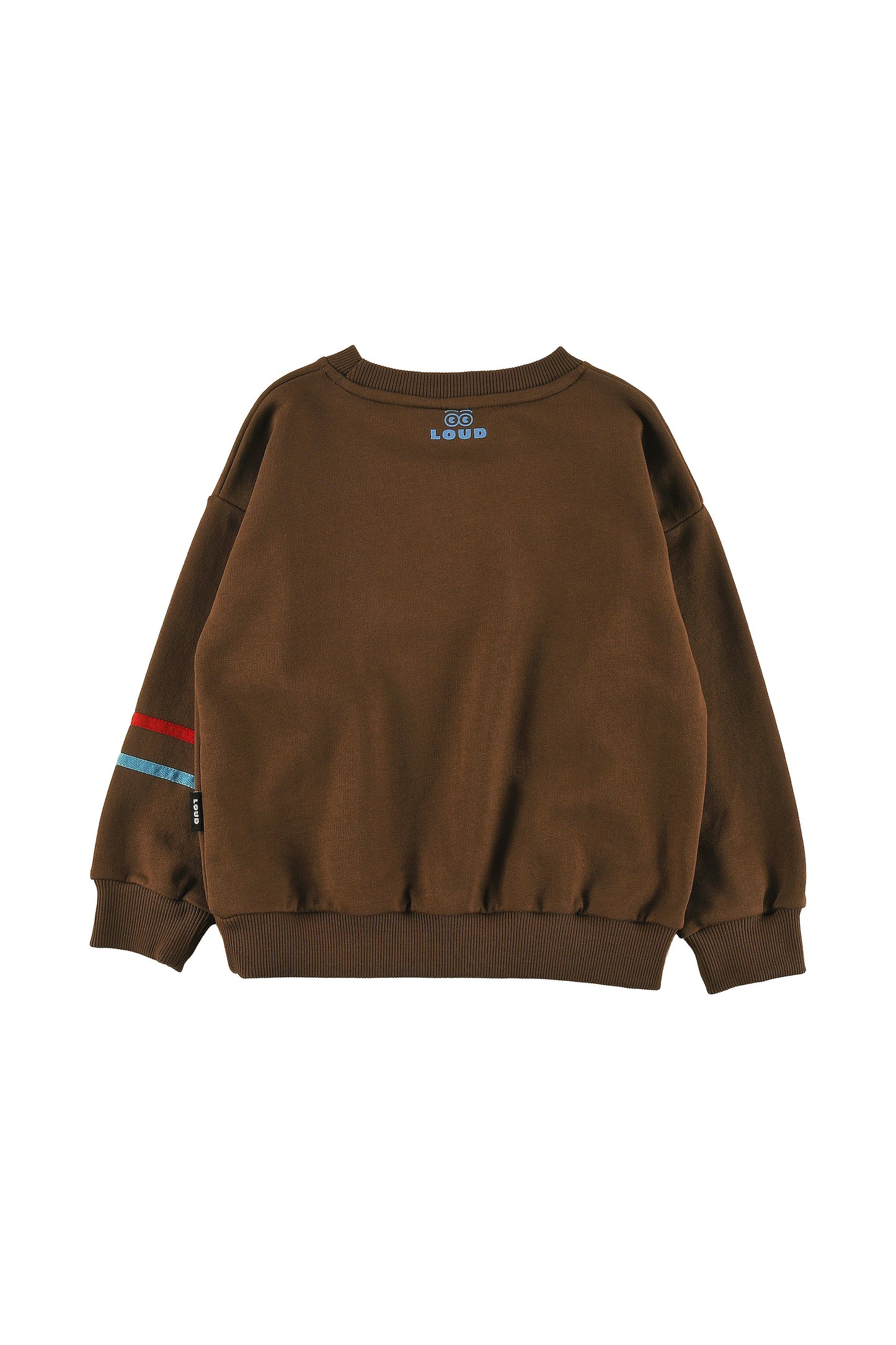 MAP - FONDUE FUDGE SWEATER relaxed fit drop shoulder MOUNTAIN print, 2 tone stripe cotton tape