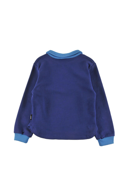 COSY - NAVY/MALIBU SWEATER Polo regular fit, contrast colour neck, ribbing LOUD eyes logo print contrast