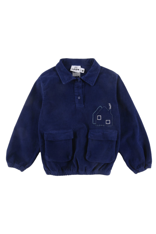 TENDER - Blue Navy Blouse Front Pockets