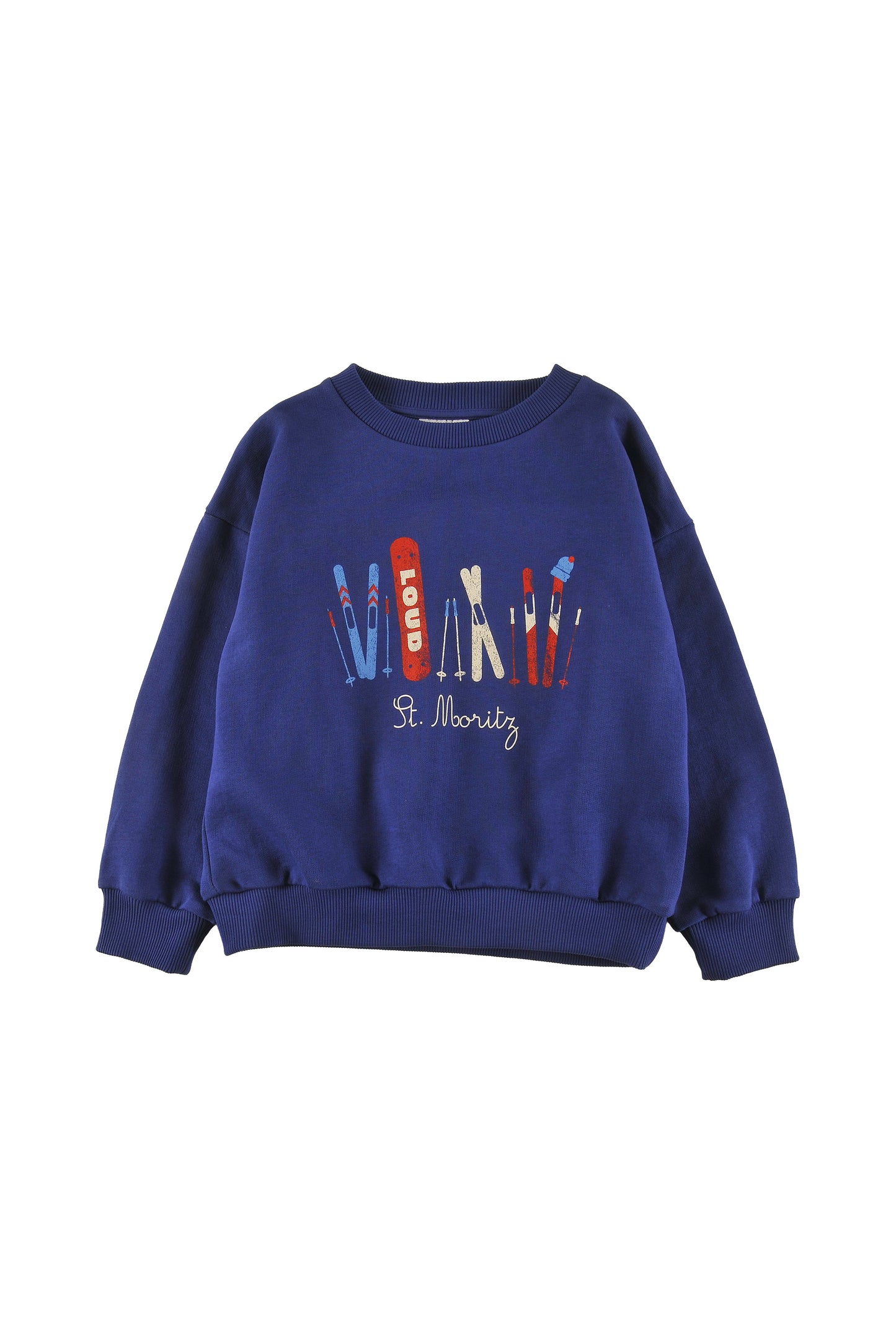 ST. MOTITZ - BLUE NAVY SWEATER relaxed fit drop shoulder ST. MORITZ print