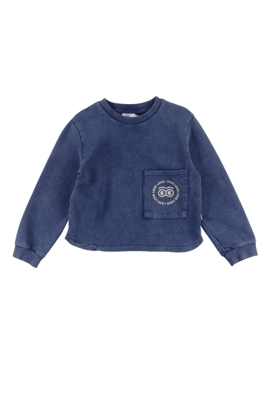 BROTHER - Blue Depth Marble Dye Sweater Front Pocket