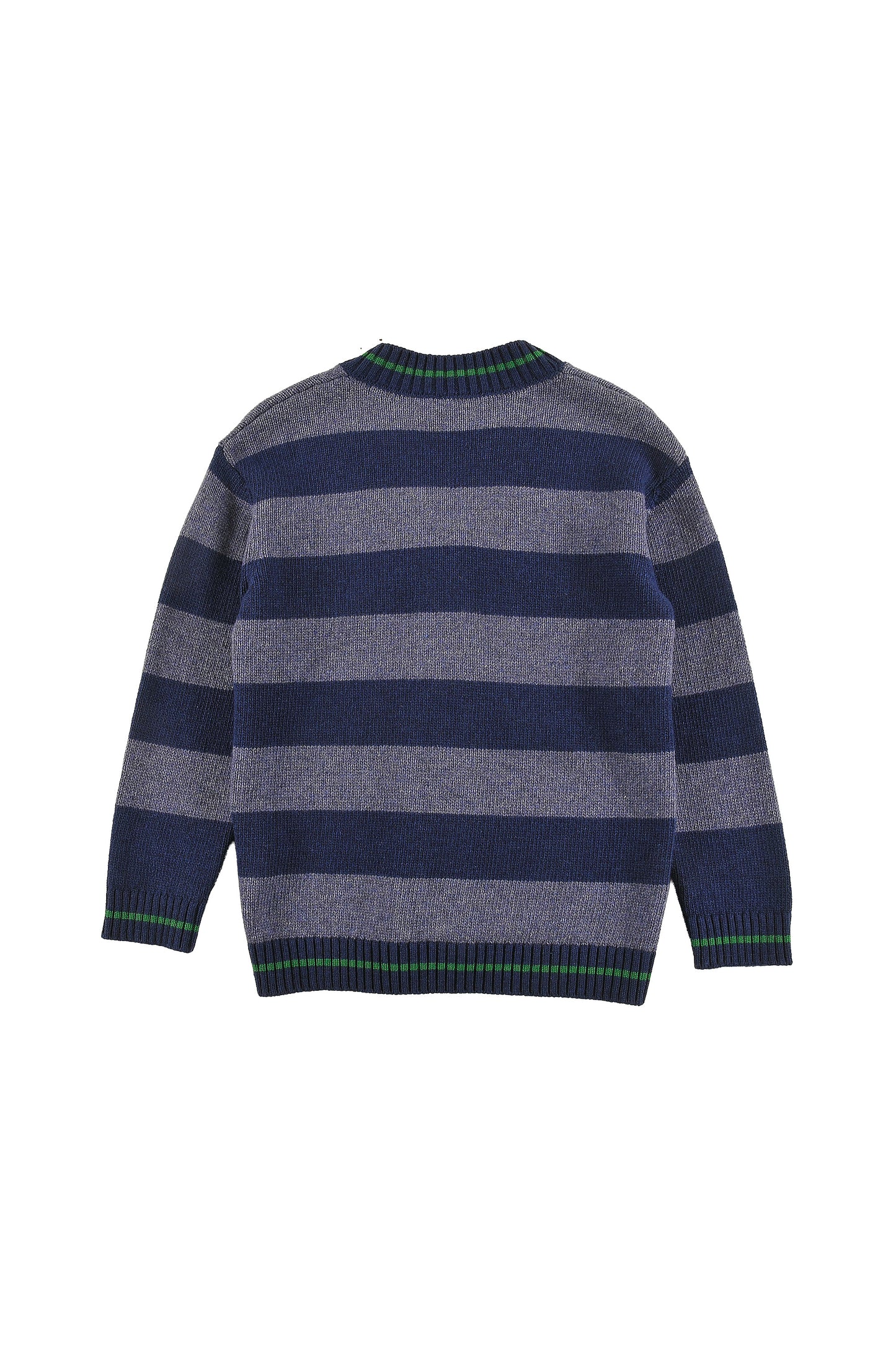 GSTAAD - NAVY STRIPE CARDIGAN relaxed fit, circle embroidery motifs patches