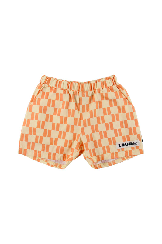 FREE - Check Vanilla/Papaya Shorts