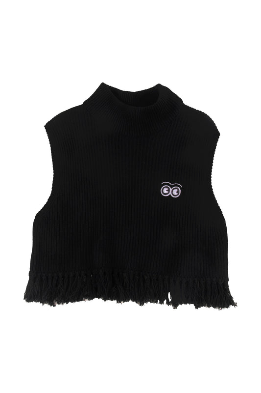 DINNER - Black Knitted Top Fringes