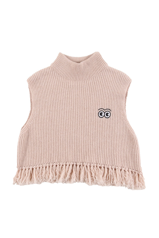 DINNER - Pink Knitted Top Fringes