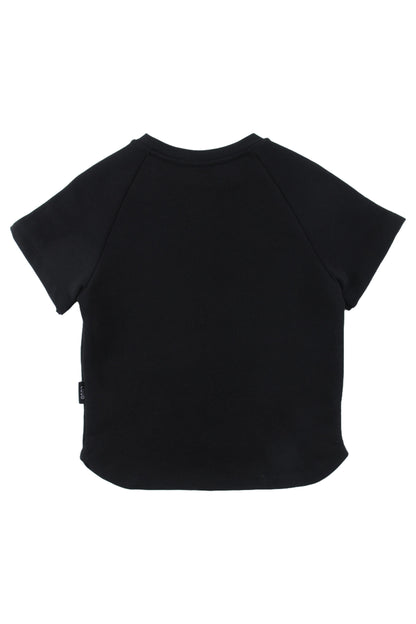 KAMALI - Black Top Raglan Reverse Fleece Panel