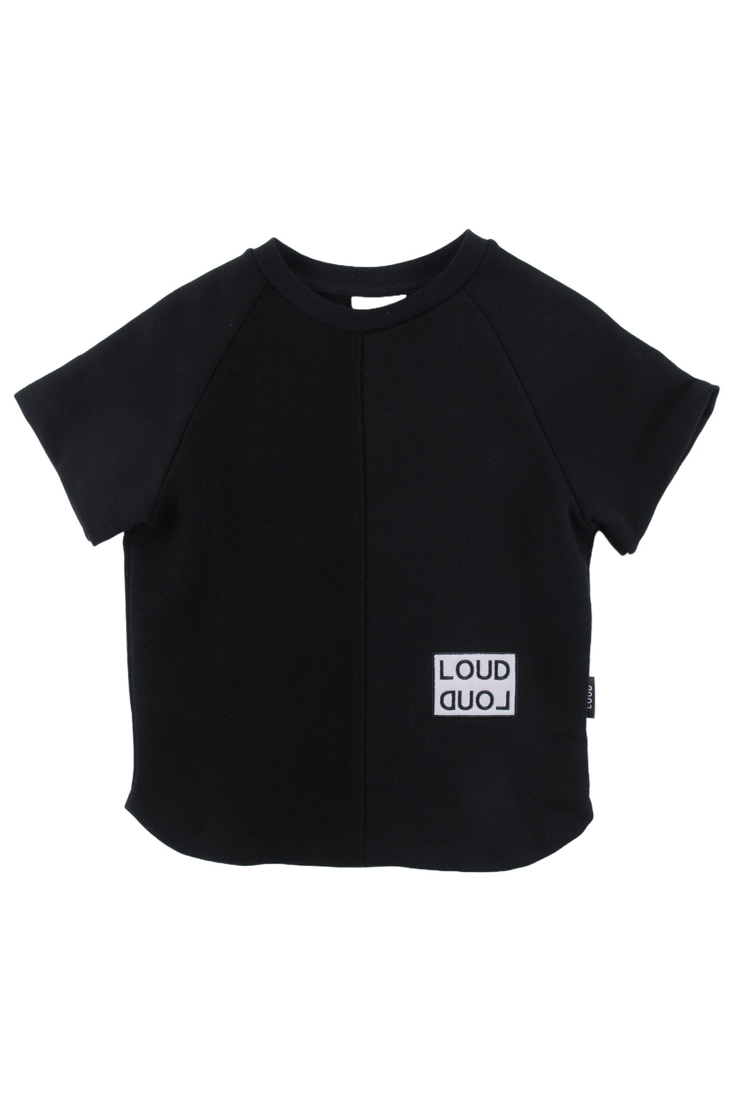 KAMALI - Black Top Raglan Reverse Fleece Panel