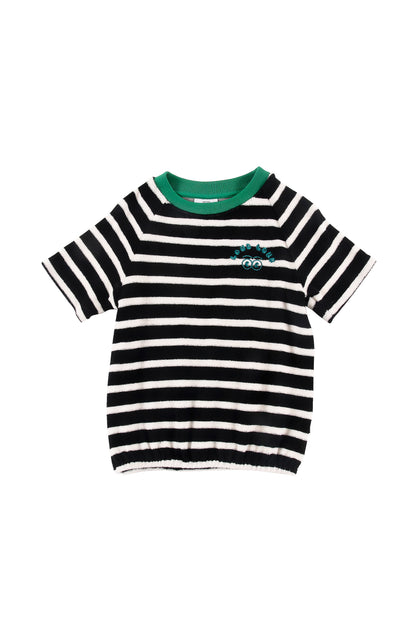 BUBBLE - Anthracite Stripe Top Loose Fit Raglan Sleeve